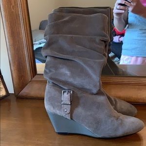 Gray suede boots